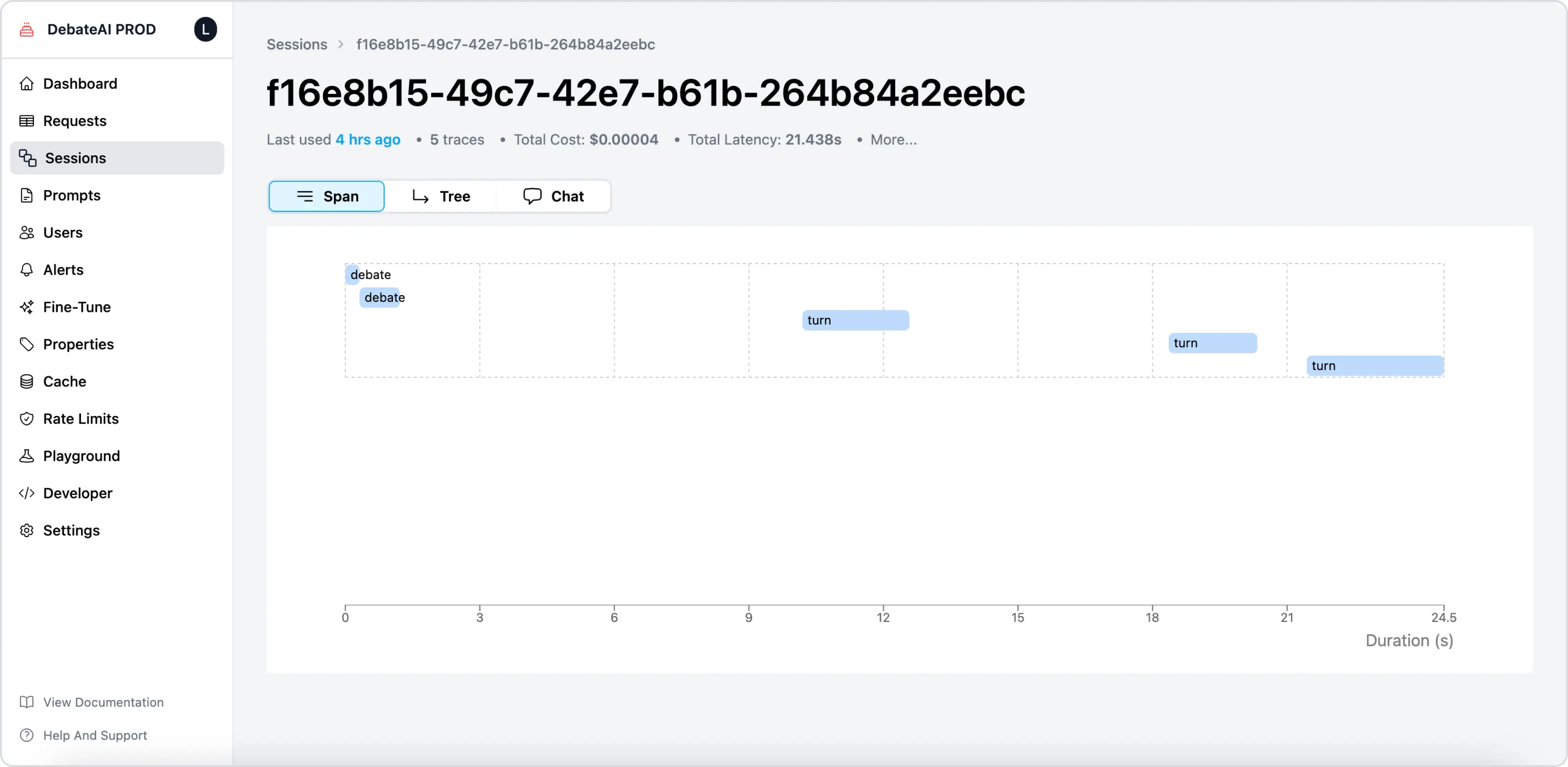 Identify bottlenecks in your AI workflows in span view